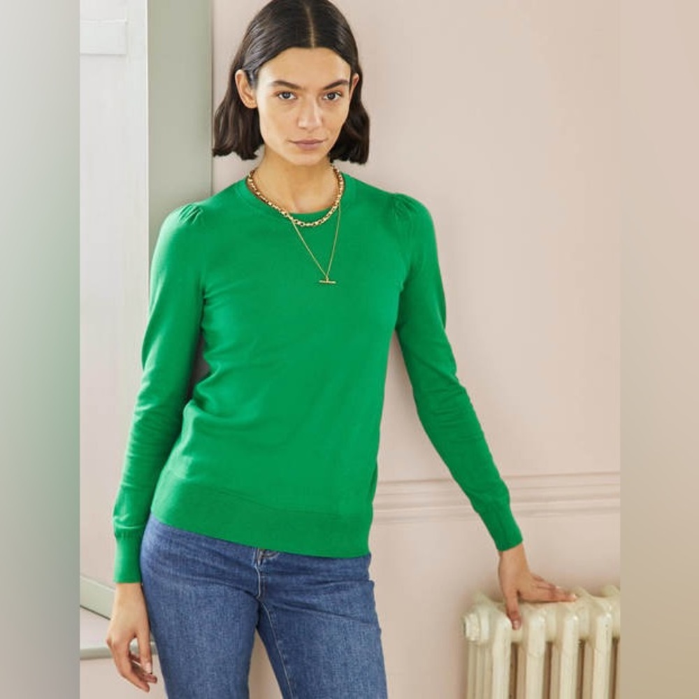 Boden Kelly Green Cotton Crew Jumper Sweater